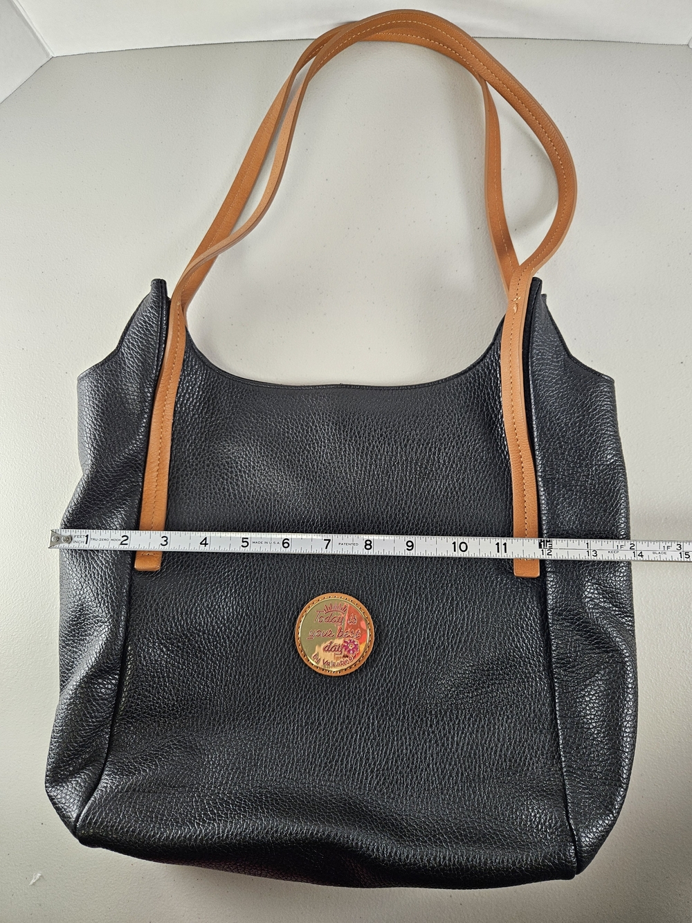 VALENTINA ITALY SUPPLE PEBBLED LEATHER HOBO BLACK GRAY BEIGE HANDBAG $170 NEW - Picture 4 of 16